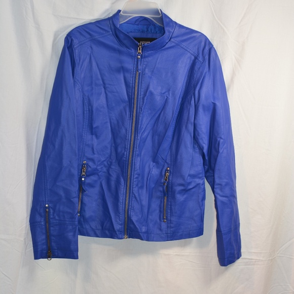 Northern Reflections L Faux Leather Jacket Blue - Picture 1 of 5